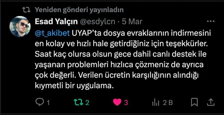 T-akibet hakkında bir Twitter yorumu