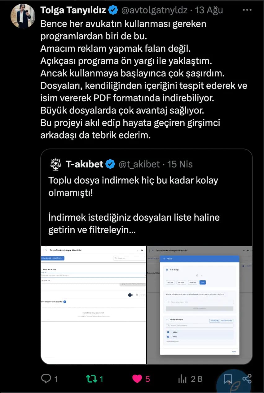 T-akibet hakkında bir Twitter yorumu